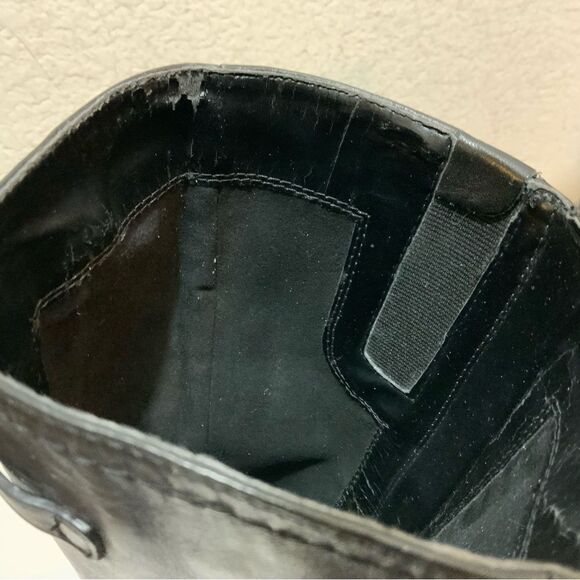 ECCO Hobart Harness Black Leather Mid Calf Moto Boot Size 38 US 7.5 Low Heel - Picture 10 of 12